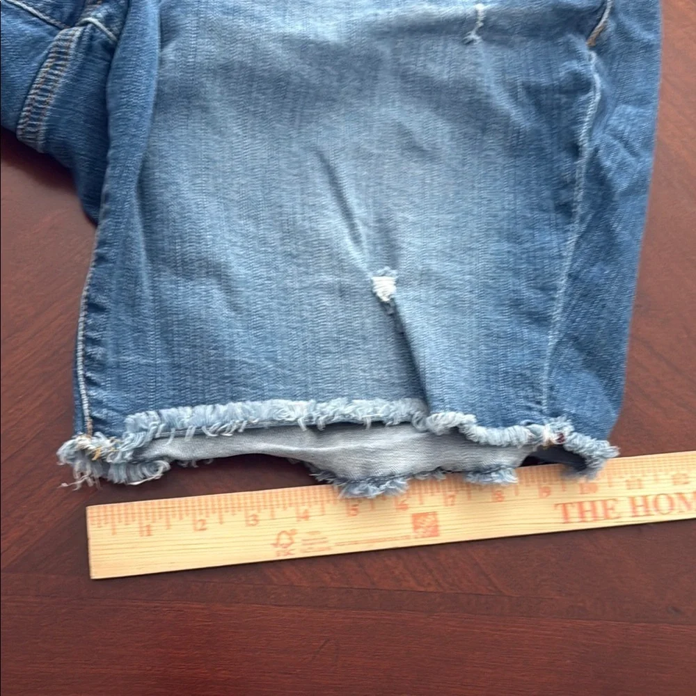 Torrid Blue Distressed jean Shorts stretch 10 inch perfect vintage Bermuda